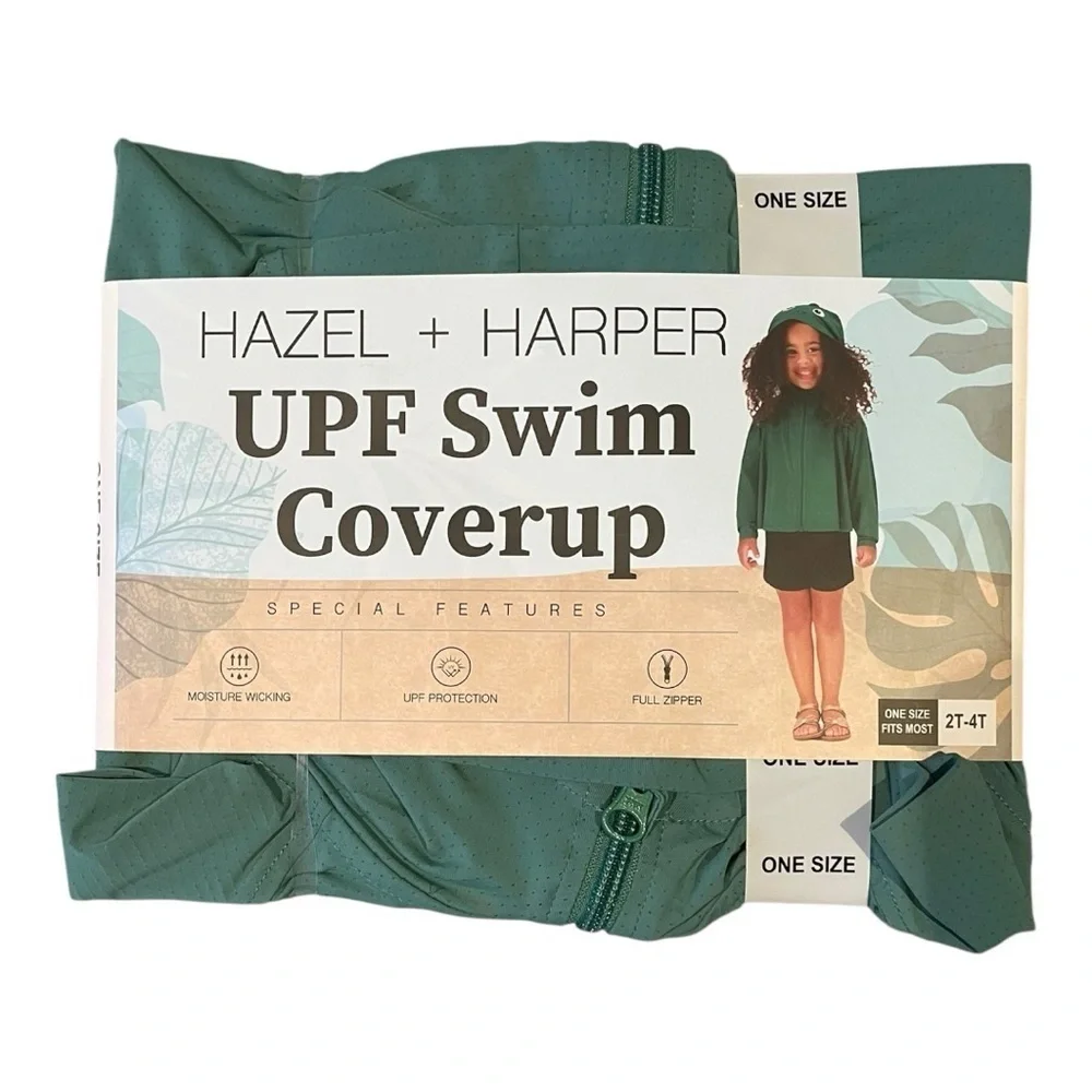HAZEL + HARPER UPF Swim Coverup Green MOISTURE WICKING UPF PROTECTION 2T-4T